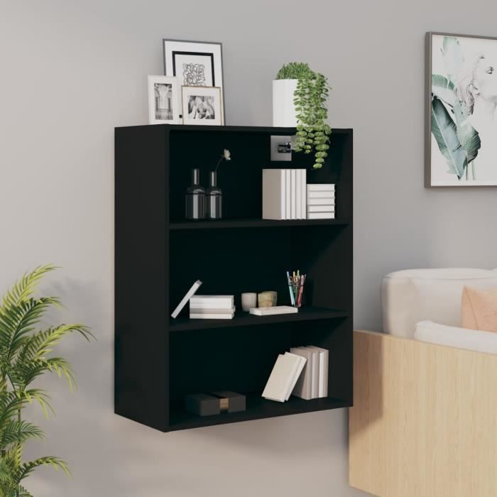 ARMOIRE DE CHAMBRE Armoire murale suspendue Noir 69,5x32,5x90 cm YW