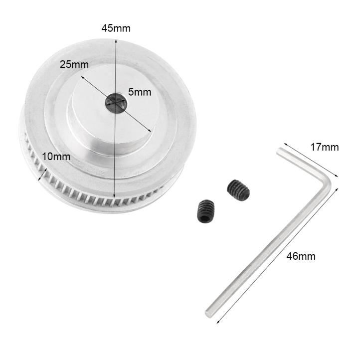 Poulies GT2 60 Dents - Alésage 5mm Pour Imprimante 3D Et CNC | Lot De 2 Poulies Synchrones