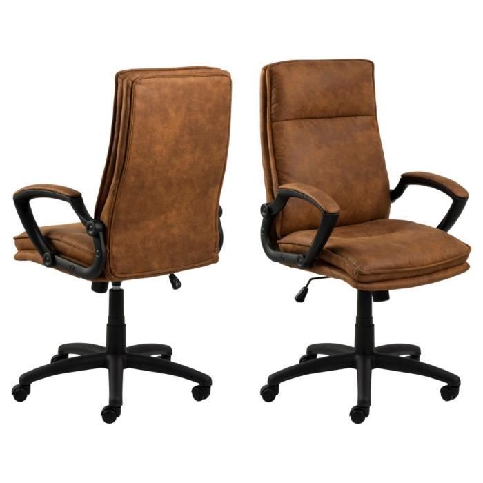 fauteuil de direction justin - emob - brun - nylon/tissu - a roulettes - avec accoudoirs - contemporain - design