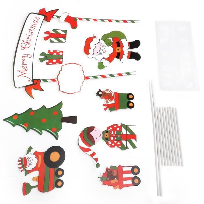 Cupcake Toppers, 4 Set Bonheur Joyeux petit arbre de Noël Dessert