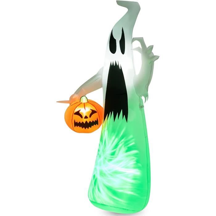 Sorcière gonflable d'Halloween avec citrouille et lumières LED Décoration extéri