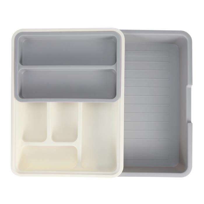 Range-couverts Extensible Relaxdays - Organisateur Tiroir Blanc - Dimensions 31.5x23.5x6 Cm