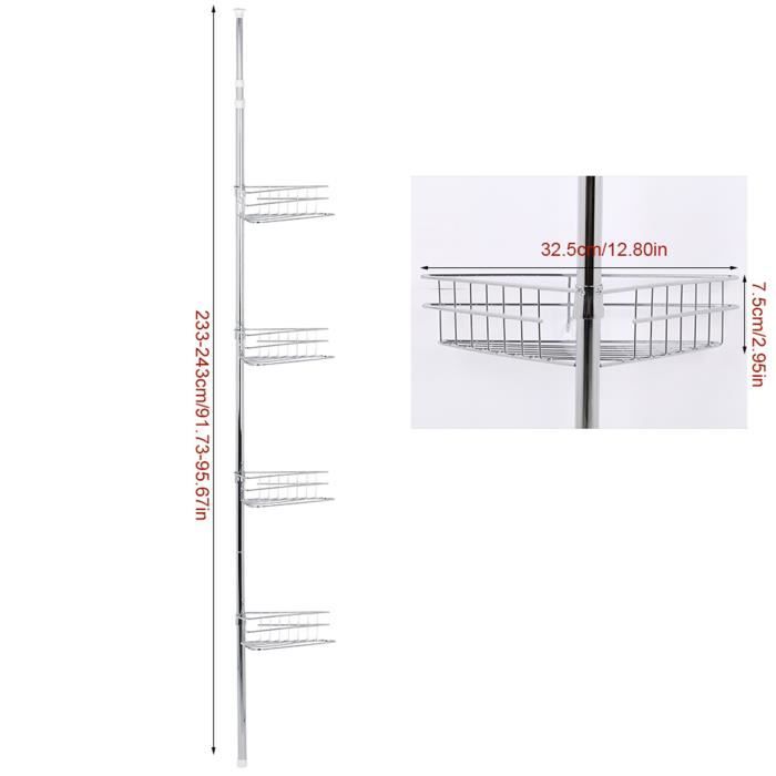 Support pomme de douche, tige coulissante réglable 18-28 mm, finition