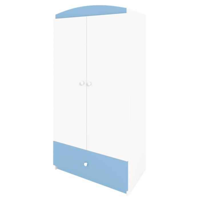 Armoire enfant - KOCOT KIDS - 2 portes - 1 tiroir - Bois - Bleu
