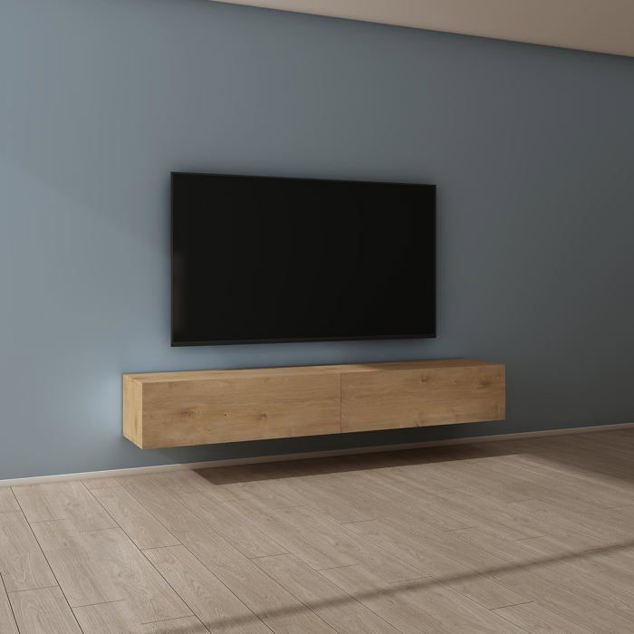 Mai & Mai Meuble TV Suspendue Armoire avec Soft-Close Table TV pour le Salon Marron Clair 200x40 2x30 cm TC002 Mai & Mai Meuble TV Suspendue Armoire avec Soft-Close Table TV pour le Salon Marron Clair 200x40 2x30 cm TC002