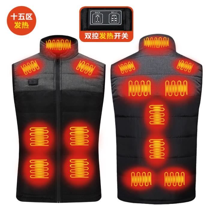 Veste Homme Chauffante GOTOBI Gilet Chauffant Pour Homme Avec Batterie Externe 16000 MAh 7,4 V - 9 Zones De Chauffage - Gilet Chauffant Avec 3 Températures Réglables - Gilet Chauffant Pour Activités