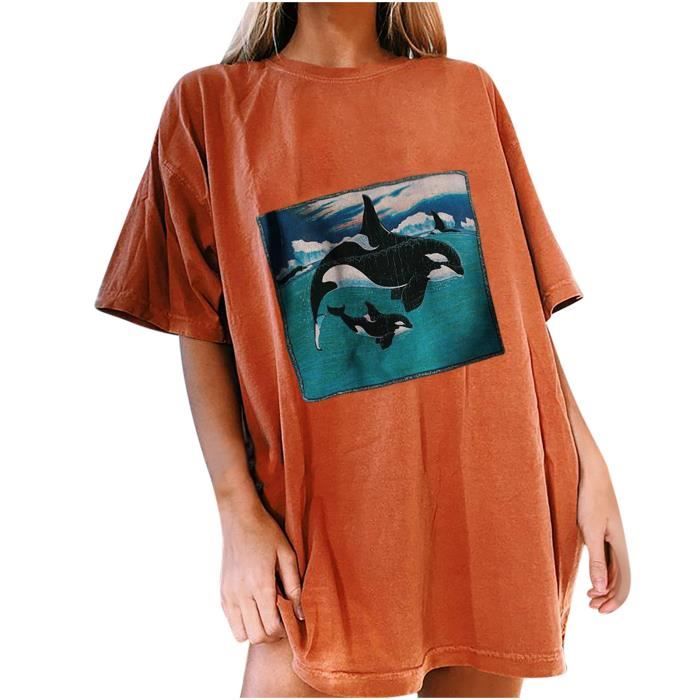 Graphique vintage rétro orque baleine T Shirts
