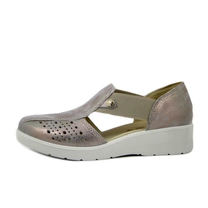 Chaussure pour femmes - IMAC - Cuir beige laminé - Talon compensé 3 cm - Confort absolu