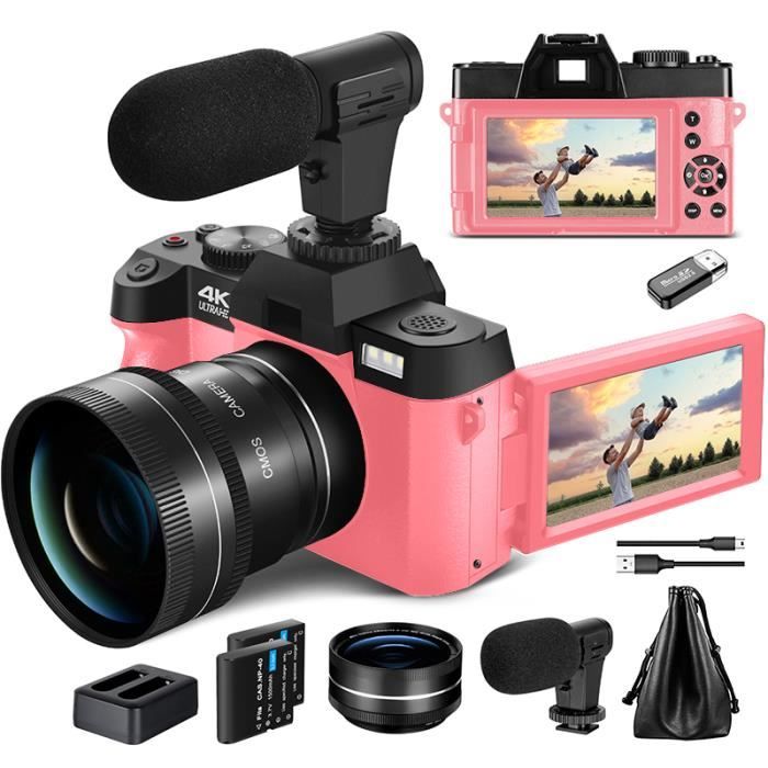 Appareil Photo Numérique 48MP 4K HD Compact Caméra avec Carte 32Go Zoom Digital 16X Écran 3 '' 180° Objectif Grand Angle