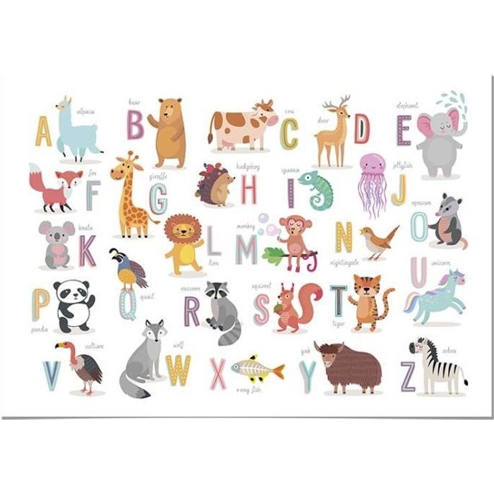 Panorama Poster Pour Chambre D Enfants Alphabet Animaux 30x21cm Imprimee Sur Poster 250gr Decoration Murale Chambre Enfant Cdiscount