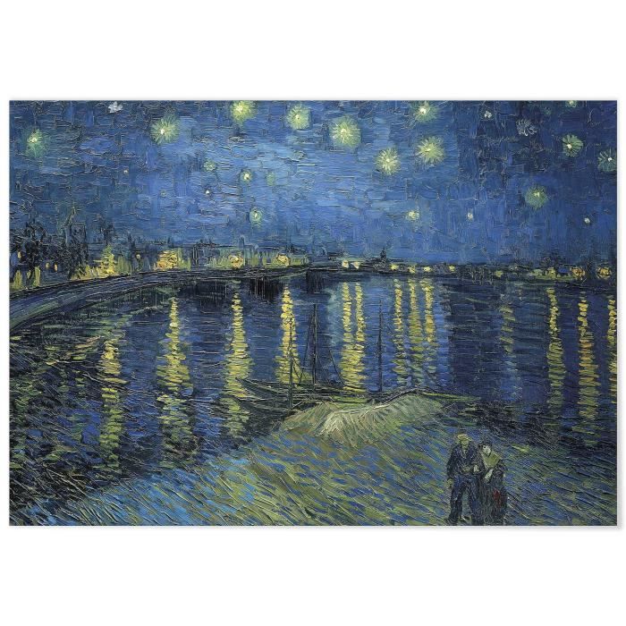 Tableau Panorama Van Gogh Nuit Étoilée Sur Le Rhône 70x50 cm - Imprimée sur Toile - Tableau