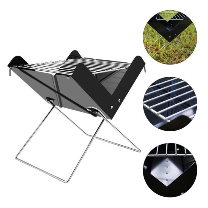 Barbecue Portable Pliable à Charbon – Pour Camping Et Extérieur – Inox