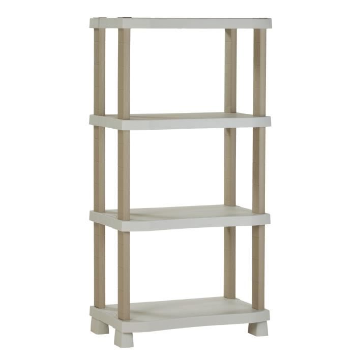 Etagère - PLASTIKEN - Plastique - 70 x 45 x 141 cm - 4 étages - Beige Etagère - PLASTIKEN - Plastique - 70 x 45 x 141 cm - 4 étages - Beige