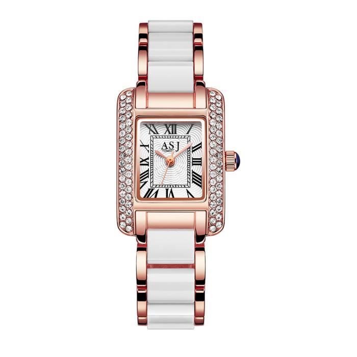 Montre Femme RMEGA Etanche 50m Quartz Bracelet en Acier Argent  Or Rose