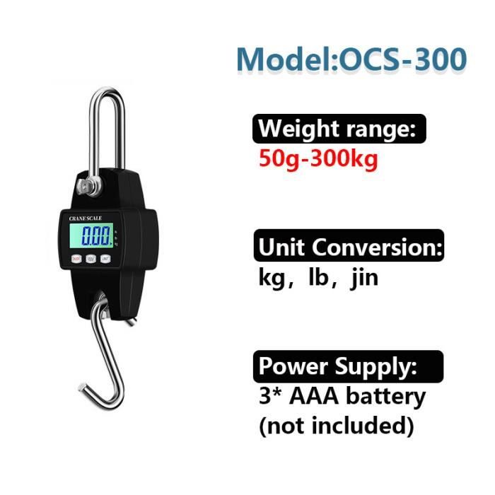 Balance Électronique 300Kg Balance À Crochet Lcd Dynamomètre Balance À Crochet Industrielle Balance De Poids 300kg 600lbs