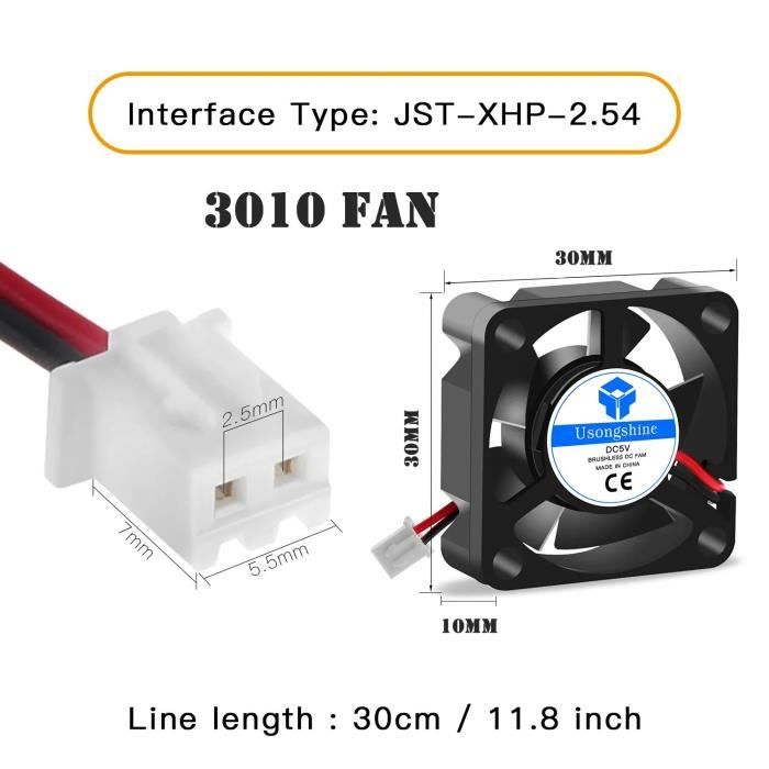 Mini Ventilateur 30x30mm 5V DC Silencieux - Pour Refroidissement Imprimante 3D, PC, Routeur - 2 Pièces - 10