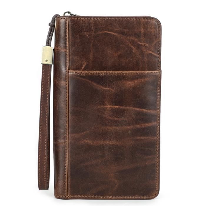 Portefeuille en cuir marron clair pour homme - 007 portefeuille cuir