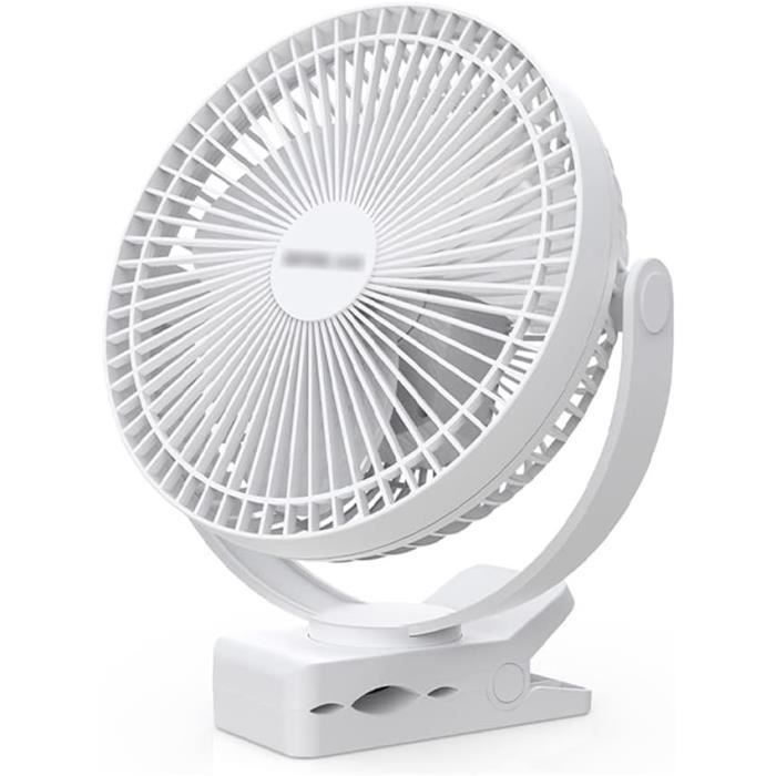 Ventilateur USB De Bureau à Pince - Rechargeable, 3 Vitesses, Silencieux, Rotatif à 360°, Idéal Pour Voiture, Bureau, Poussette