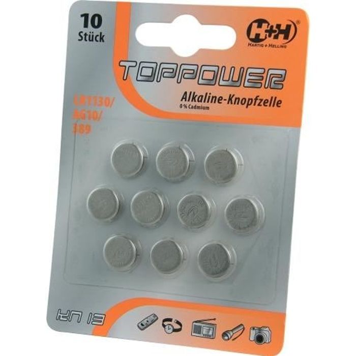 10 Piles Boutons Alcalines LR1130 - AG10 - 1,5 V - Cdiscount Jeux