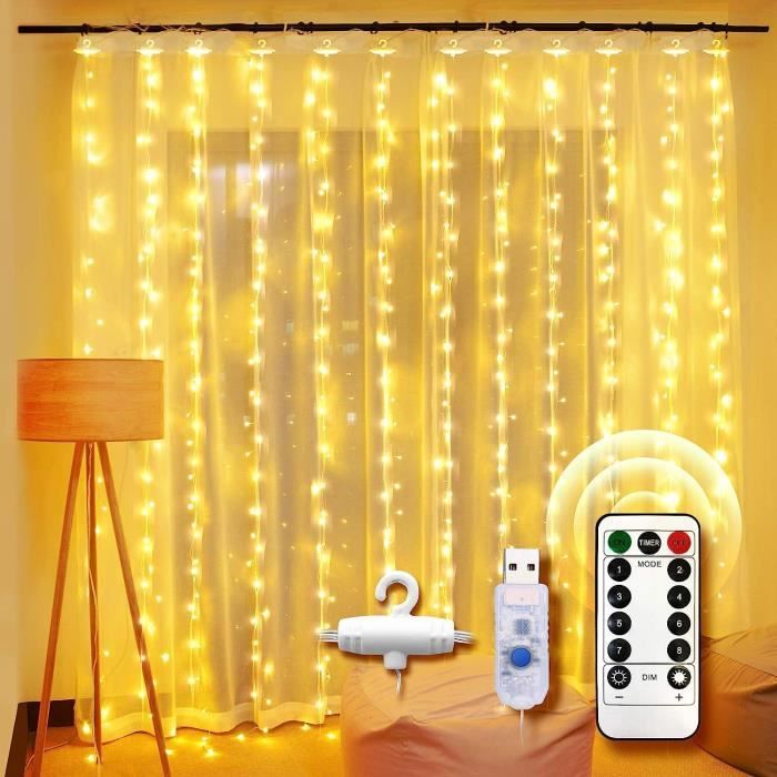Rideau lumineux Hauteur 3M LED lumière Blanc chaud