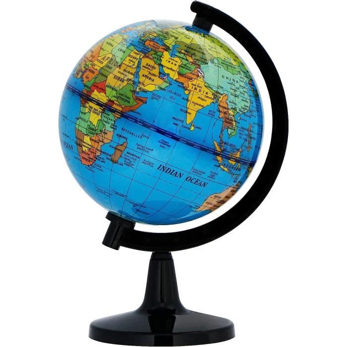 EXERZ Globe terrestre de 20 cm - Carte en anglais - À assembler soi-même.  Éducatif/géographique/politique - l'école, la maison le bureau : :  Fournitures de bureau