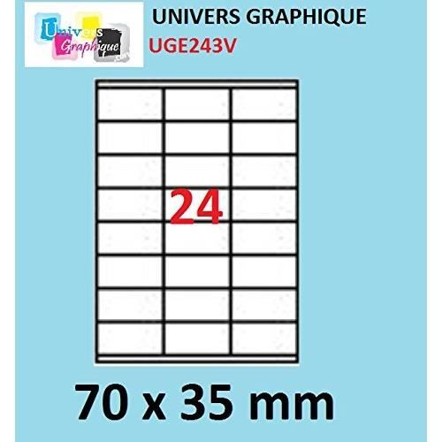 2400 Étiquettes Autocollantes 70x35mm - 100 Feuilles A4 - 24 Par Planche - Jet D'Encre Et Laser