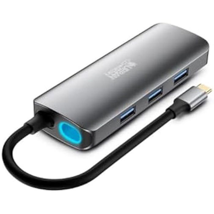 Hub USB C Urban Factory 7 en 1 avec 3 USB A 2 HDMI 4K 60Hz 1 RJ45 1 USB C PD - vue 8