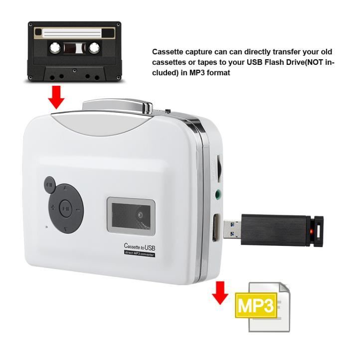 FHE-Cassette en MP3 Reproducteur De Cassette Cassette Player Blanc