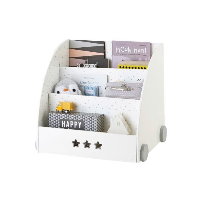 2 étagères Livres VERTBAUDET - Design Blanc Et Bois Naturel - 50cm
