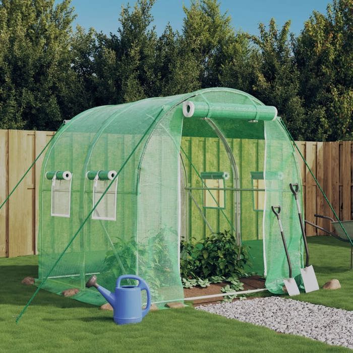 vidaXL Serre avec cadre en acier 4 m² 2x2x2 polytunnel serre à cadre froid serre pour tomate serre de jardin 364075 - vue 2