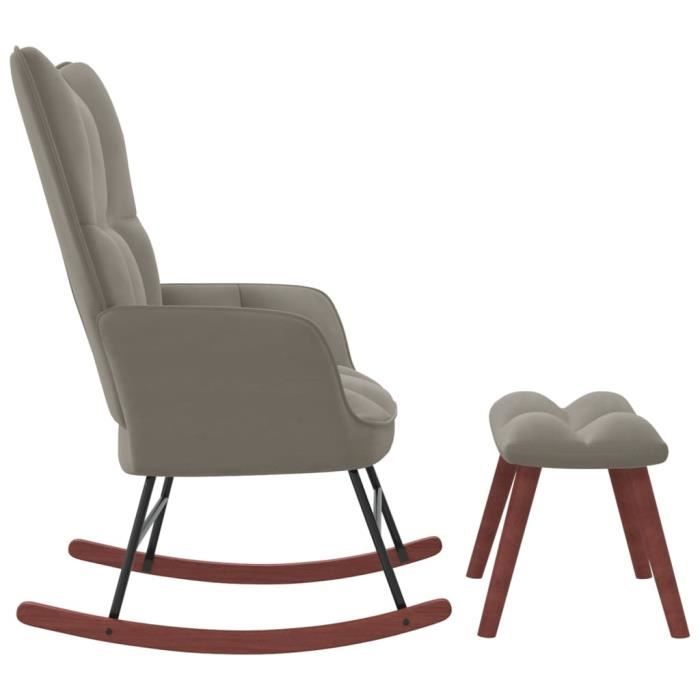 Fauteuils à Bascule Avec Coussin Chaise De Relaxation Avec Support En Fer Pour Chambre Salon Gris Pour Porche, Balcon, Terrasse, Jardin Et Cour (Grey