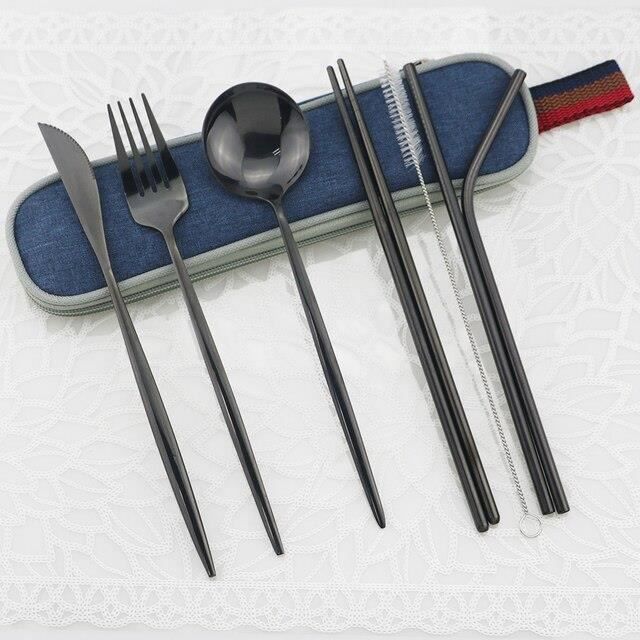 Lot de 2 ustensiles réutilisables avec étui, fourchettes de camping Lot de 2 ustensiles réutilisables avec étui, fourchettes de camping