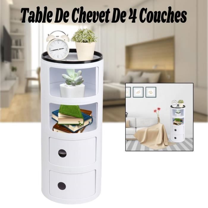 Zerone table de chambre à coucher Table de chevet avec 2 tiroirs