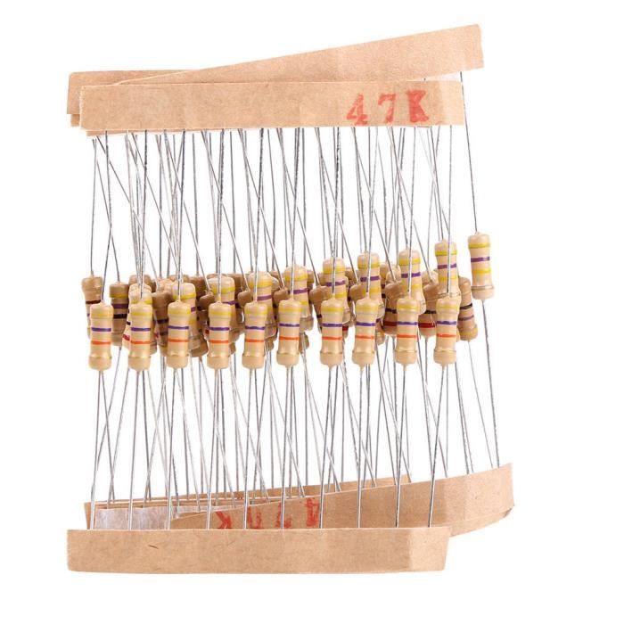 Lot De 50 Résistances électroniques 47 Ohm 1/4W (0,25W) - Tolérance 1% - Pour Arduino, DIY