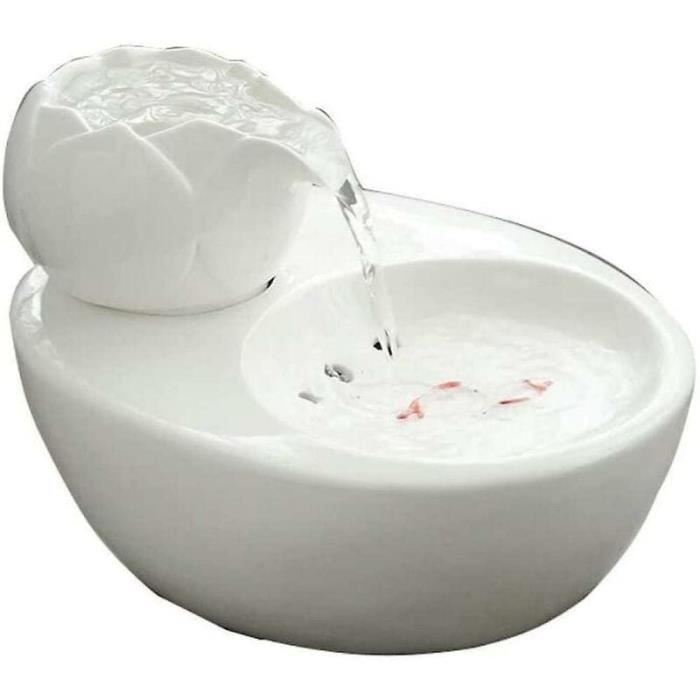 Comparer les prix de Fontaine pour chat Distributeur d'eau en céramique pour animaux de compagnie - Fontaine à boire verticale Lotus pour chat