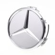 4 Pièces Cache-moyeux enjoliveur de moyeu 75mm Argent pour Mercedes-Benz AMG-1