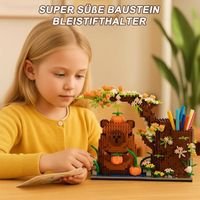 Kit De Construction Mini Blocs Capybara Porte-stylo - 1800 Pièces, Modèle 3D Déco Bureau - Jeu Adulte Et Enfant (manuel FR Non Garanti)