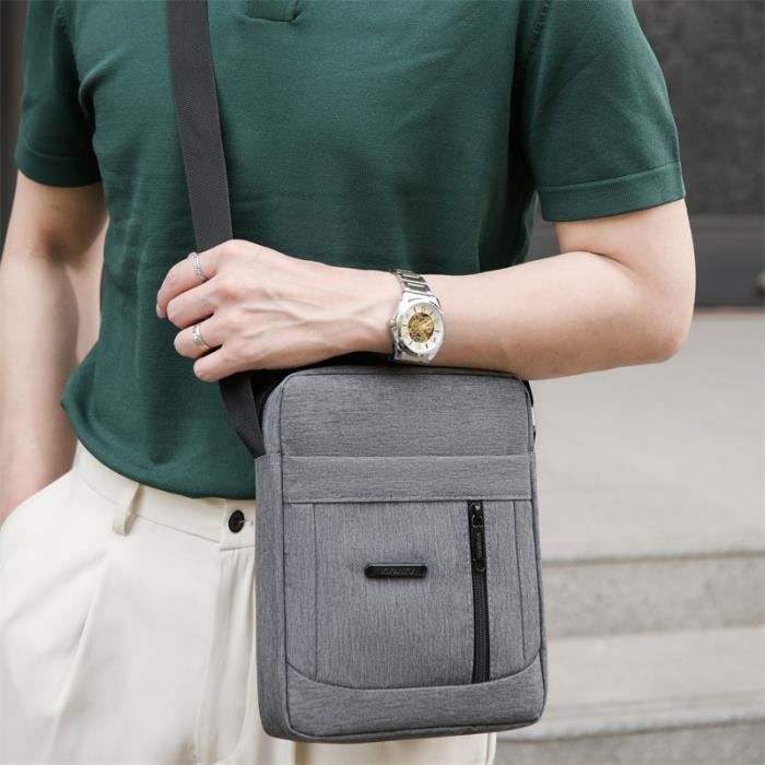 Sacoche Bandouliere Homme Bretelle Reglable Couleur Unie 24 X 20 X 6 Cm Bleu Bleu Cdiscount Bagagerie Maroquinerie