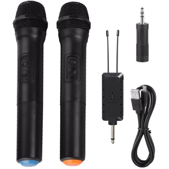 Le noir - Microphone à main sans fil universel VHF avec récepteur, pour  karaoké-réunion d'affaires