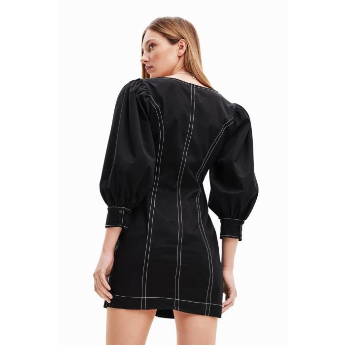 Robe chemise courte ajustée fermeture Éclair femme Desigual Noir
