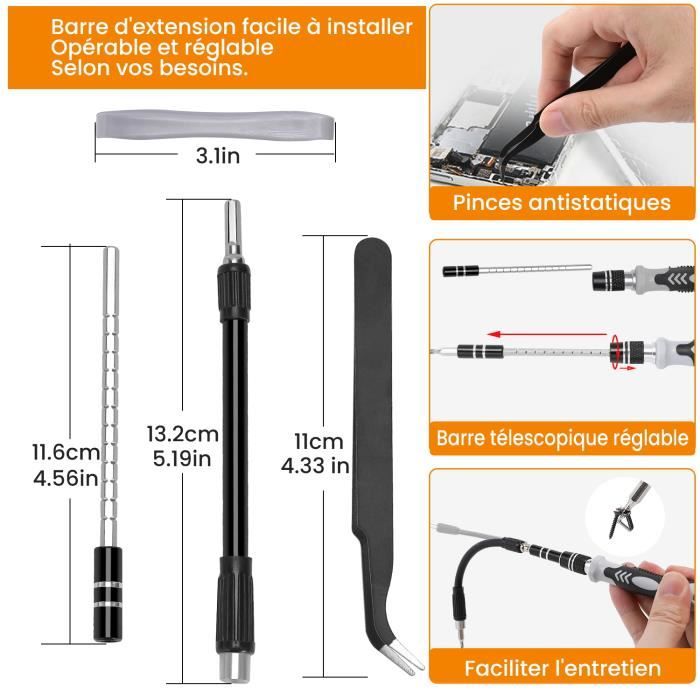 Jeu de tournevis électriques 68 en 1, 5 réglages de couple, outil électrique de précision, embouts de tournevis magnétiques pour iPhone, lunettes, montre PC  1420