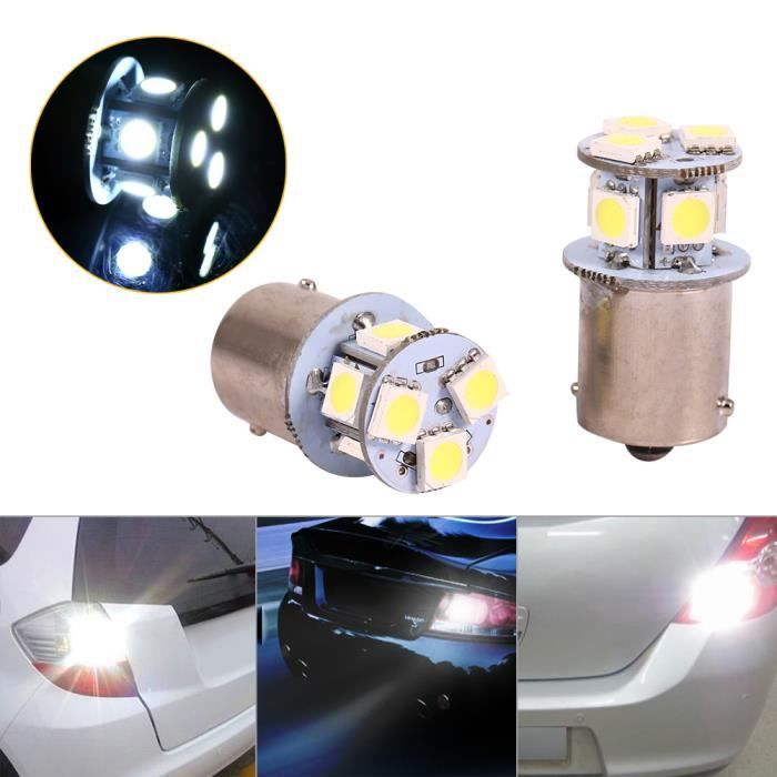 Msled R5w Ampoule LED, 1Paire 12V BA15S R5W 1156 5050 8SMD LED Ampoule de Frein ...