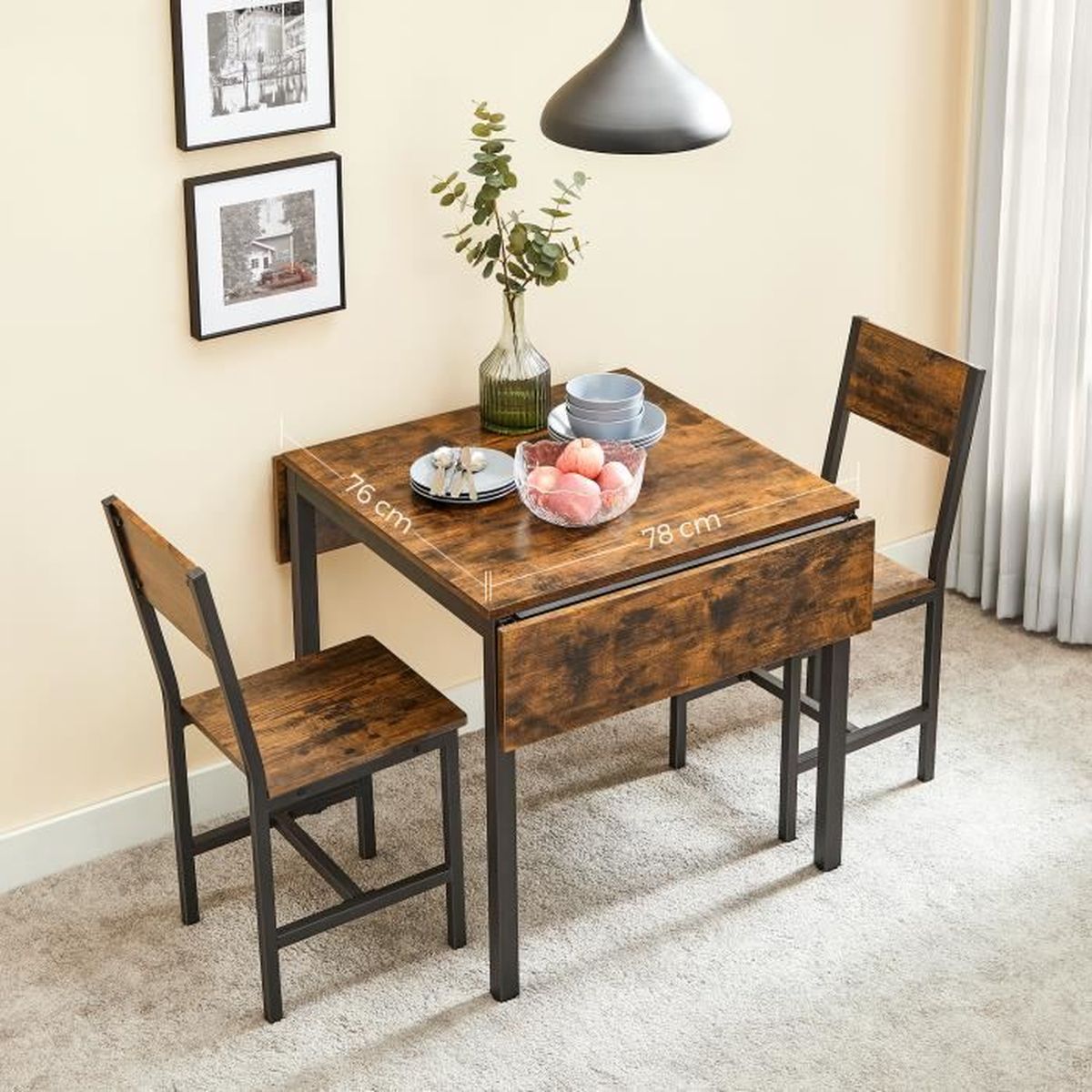 Tan table de salle à manger pliante rectangulaire 88/160 en bois