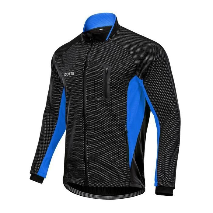 Veste Cycliste Hiver Homme Polaire Thermique Imperméable - Coupe-Vent 4 Poches Pour VTT Running Sport