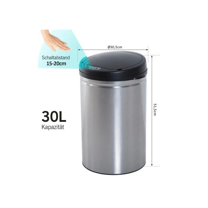 Poubelle De Cuisine Automatique - HOMCOM - 50L - Fonctionne Sur Piles Sans Bac Interieur Metal Et Abs 265x355x68cm Creme 92013247