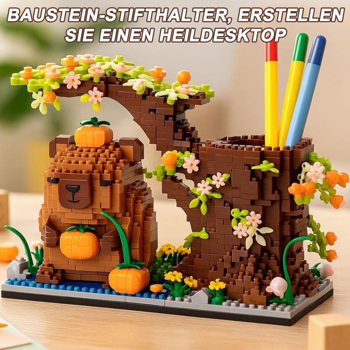 Capybara bouwsteen pennenhouder - 1800 stuks cartoon mini-bouwstenen met handleiding, 3D-model Capybara bouwstenen voor volwassenen en kinderen, educatieve spelletjes en speelgoed