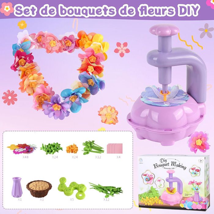 Kit Créatif Bouquet De Fleurs DIY Nicknack Pour Enfants - 185 Pièces, Activité Manuelle Fille 4-10 Ans