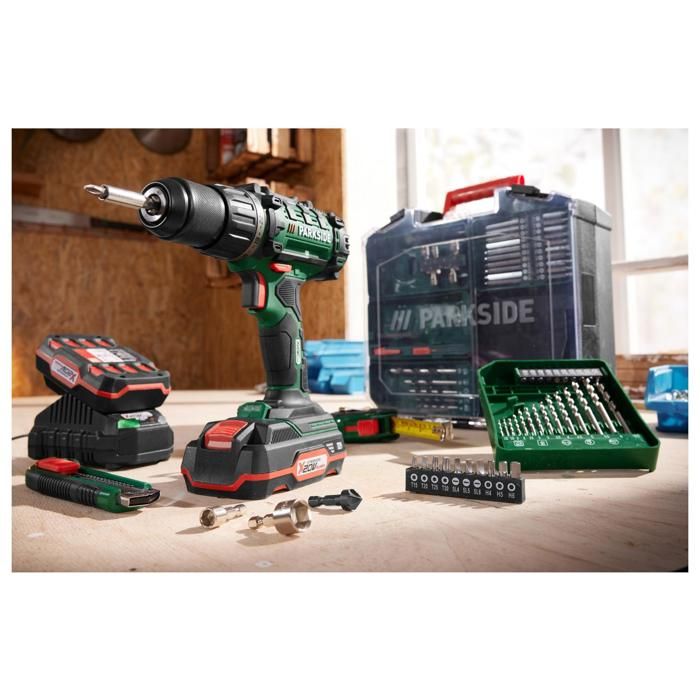 Perceuse Visseuse Parkside PABS 20-Li I9 20V - Sans Batterie - Mallette Incluse