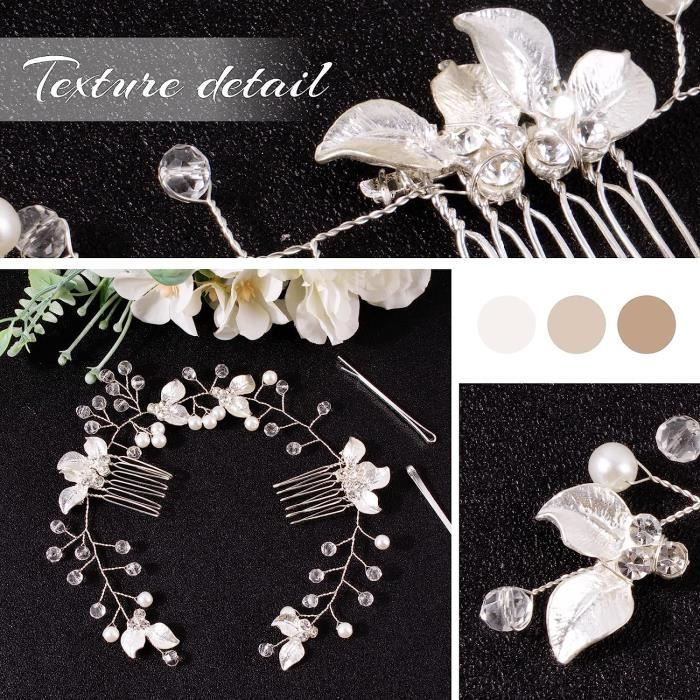 Diadème Avec Perles De Cristal Brillantes - Peigne à Cheveux Pour Mariée - Accessoire De Cheveux De Mariage, As Shown, Autre, Andere