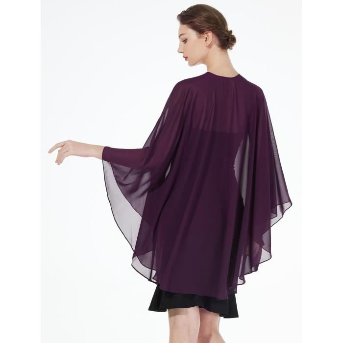 Femme Etole Chale Elegant Foulard Bolero Cape En Mousseline De Soie Pour Robe De Soiree Mariage Mariee Ceremonie J17961 Prune Cdiscount Pret a Porter